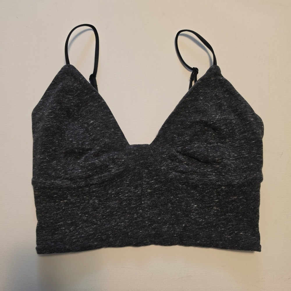 Wilfred Free Space Dye Knit V-Neck Bralette Crop Top Grey Size Small